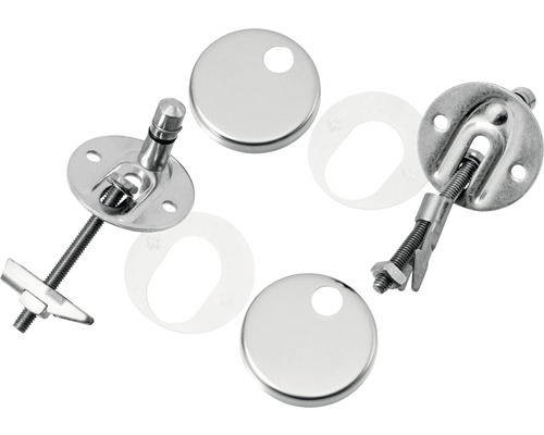 Upevňovací sada pro WC sedátka, skládající se ze šroubů, podložek a krytek