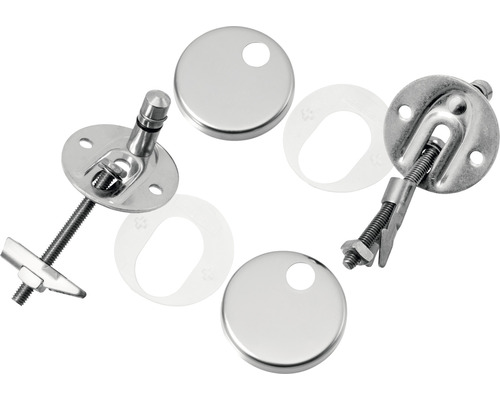 Upevnění WC sedátka z kovu s podložkami a krytkami