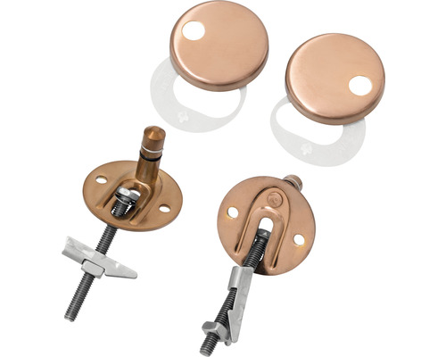 Upevňovací sada pro vanové odtokové soupravy, skládající se z rozet, šroubů a upevňovacího materiálu.