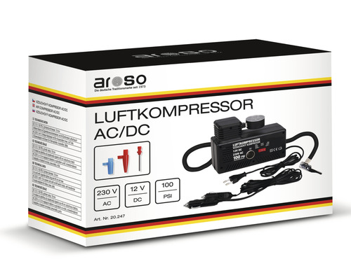 Aroso vzduchový kompresor AC/DC v produktovém balení