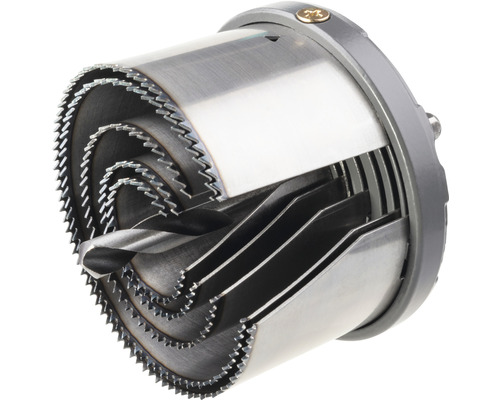 Děrovací pila z kovu s vystřeďovacím vrtákem