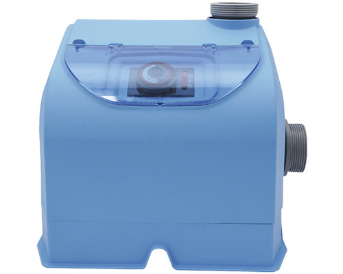 Časové spínací hodiny pro bazénová čerpadla ve světle modrém pouzdře s průhledným víkem.