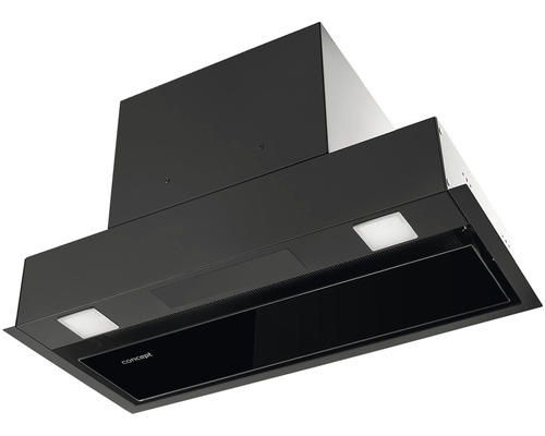 Černý odsavač par s integrovaným osvětlením