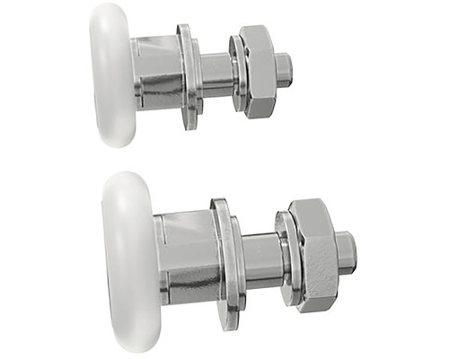 Dva pojezdy do sprchového koutu z kovu a plastu