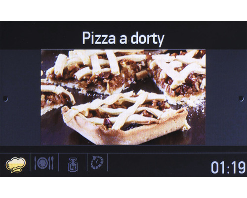Displej trouby s obrázkem pizzy a koláče