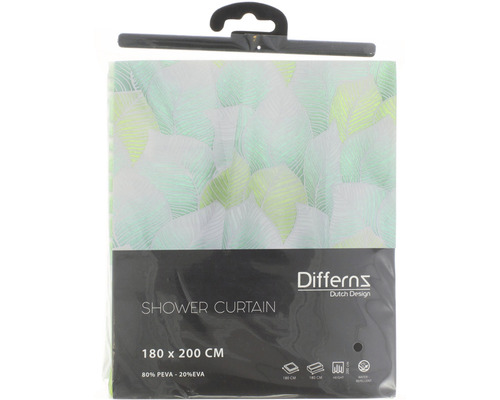 Balený sprchový závěs s listovým vzorem, 180 x 200 centimetrů