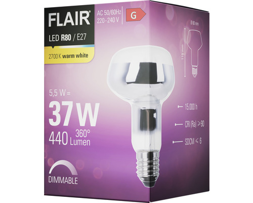 Balení žárovky FLAIR LED R80 E27
