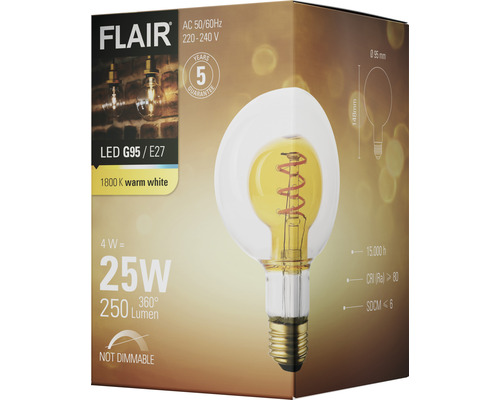 Balení LED žárovky Flair G95 E27