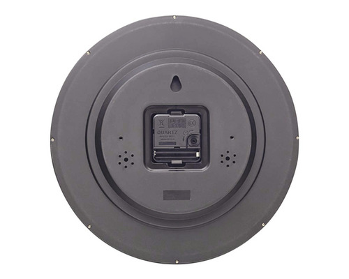 Zadní strana nástěnných hodin s quartzovým strojkem a závěsem