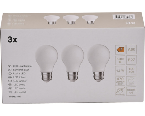 Balení tří LED žárovek E27