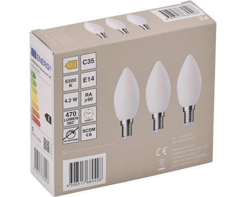 Balení tří LED svíčkových žárovek E14