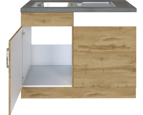 Kuchyňská spodní skříňka s dřezem a otevřenými dvířky