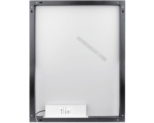 Zadní strana LED zrcadla s černým rámem