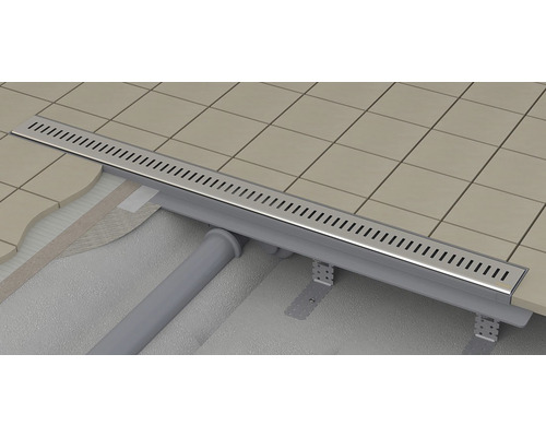 Nerezový sprchový žlab v koupelně