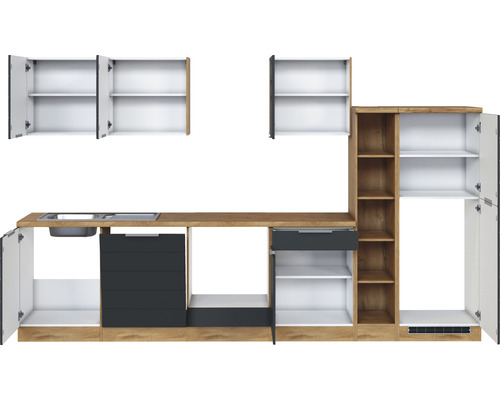 Kuchyňská linka s dřezem, zásuvkami a skříňkami