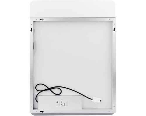 Pohled zezadu na zrcadlo s osvětlením a montážním zařízením