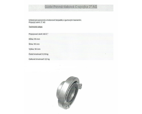 "Güde Pevná tlaková C-spojka 2"" AG z kovu pro ponorná motorová čerpadla"