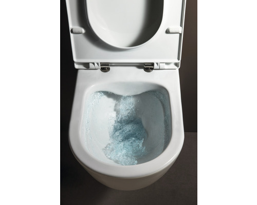 Bílé závěsné WC s oplachováním