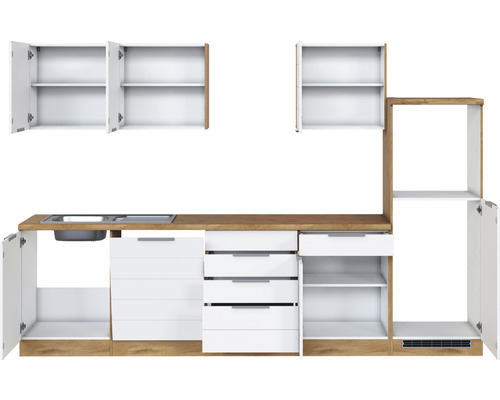 Kuchyňská linka s dřezem, zásuvkami a skříňkami