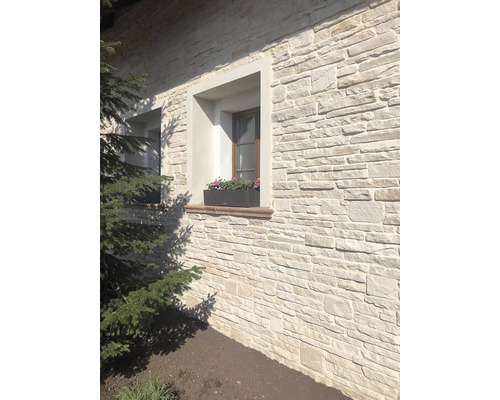 Fasáda s oknem, zdobená truhlíkem s květinami