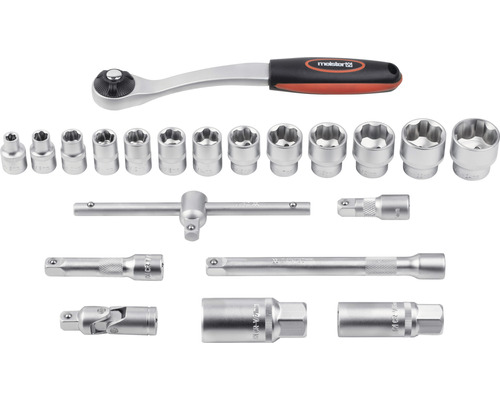 Sada nástrčných klíčů s ráčnou, prodlouženími a nástavci