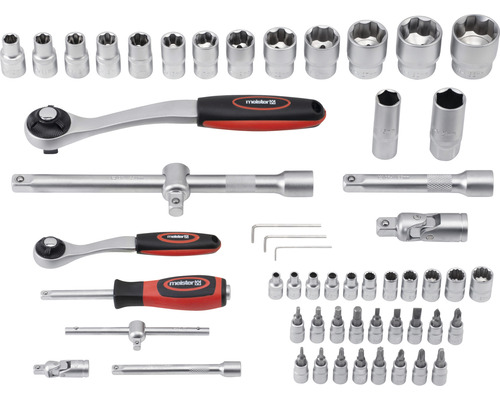 Sada nástrčných klíčů Meister s ráčnami, prodlouženími, bity a ořechy