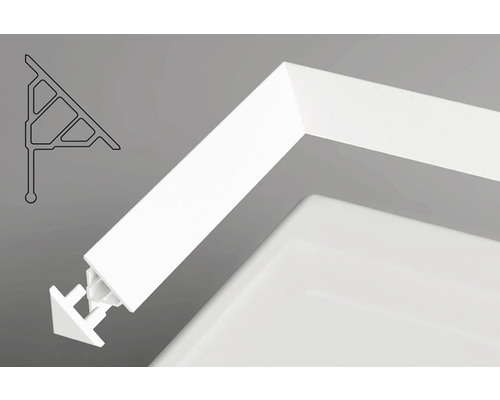 Plastový rohový profil s průřezem profilu a T-konektorem