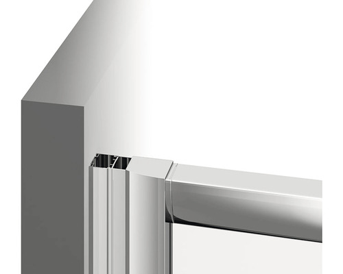 Detailní pohled na profil sprchového koutu z kovu