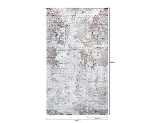 Fototapeta s motivem cihlové zdi a vzhledem omítky, rozměry 1,59 m x 2,80 m