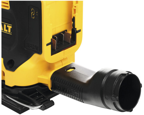 Detail žluté a černé brusky s odsáváním prachu