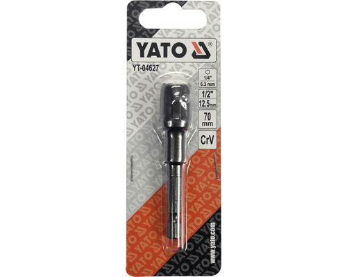 Adaptér nástrčkového klíče Yato 1/4 palce na 1/2 palce, délka 70 milimetrů