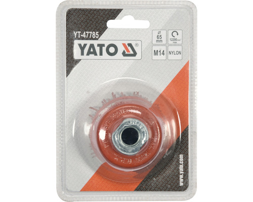 Nylonový kartáč Yato o průměru 65 milimetrů v blistru