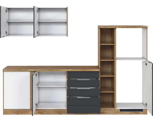 Kuchyňský nábytek se skříňkou, zásuvkami a policemi