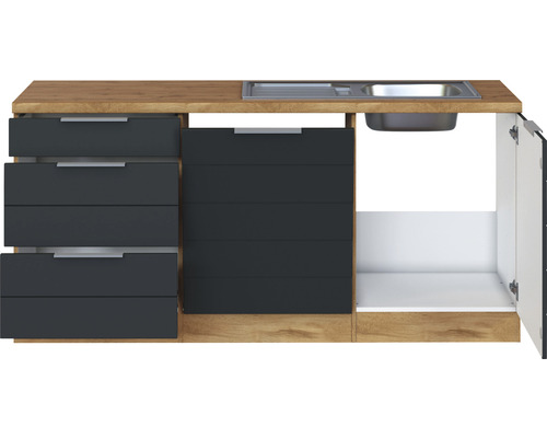 Kuchyňská linka s dřezem, zásuvkami a dvířky skříňky