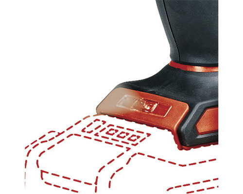 Detail akumulátorového nářadí s naznačeným tvarem akumulátoru