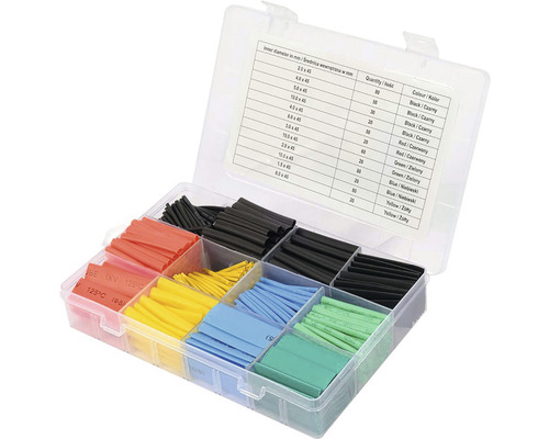 Sortimentní box se smršťovacími bužírkami různých velikostí