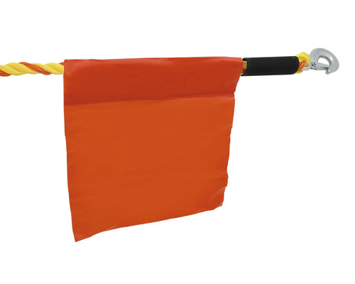 Tažné lano s výstražnou vlajkou a třmenem