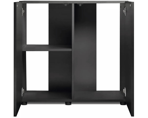 Černá skříňka na akvárium s úložným prostorem a dvířky