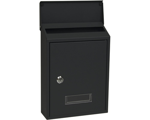 Černá poštovní schránka se zámkem a průhledným okénkem