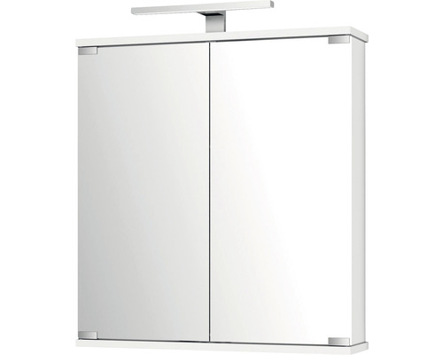 Zrcadlová skříňka se dvěma dvířky a lampou