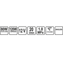Vysavač s kompresorem 12V 80W, TO-82953