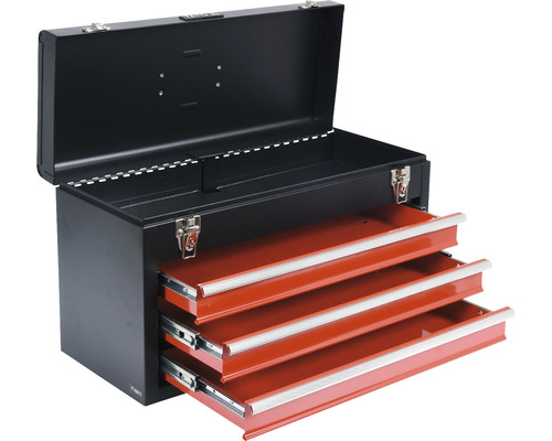 Otevřený box na nářadí se třemi zásuvkami