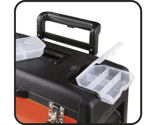 Kufr na nářadí s rukojetí a třídicími boxy