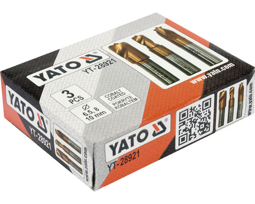 Sada spirálových vrtáků Yato s kobaltovým povlakem, tři kusy