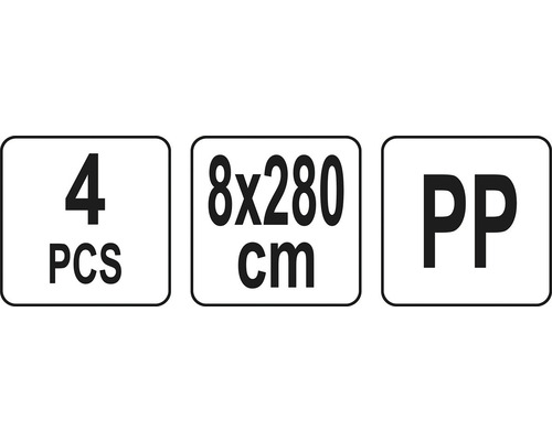 Informace o 4 kusech, 8x280 centimetrech a polypropylenu