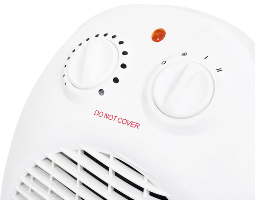 Detailní pohled na ohřívač s otočnými ovladači a varováním