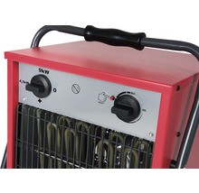 Detail elektrického topného ventilátoru s ovládacími prvky