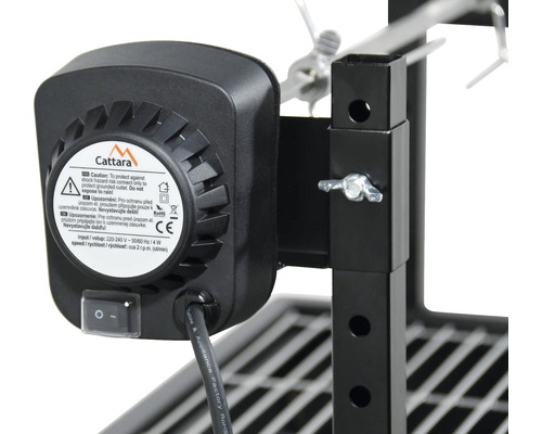 Logo Cattara. Grilovací motor s 2 otáčkami za minutu.