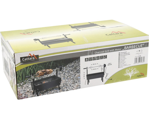 Balení grilu na dřevěné uhlí s motorem značky Cattara