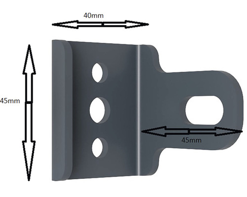 Rohový spoj s rozměry 45 mm x 40 mm